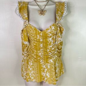 June & Hudson Top/ Blouse ( ESTILO ) Women’s Size L Floral Cottagecore Boho